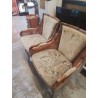 FAUTEUIL STYLE BAMBOU ET CANAGE TISSU BEIGE LA PIECE