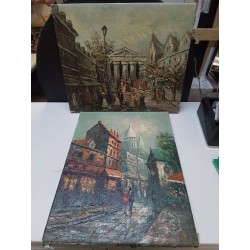 HUILE SUR TOILE IMPRESSIONNISTE SCENE PARISIENNE 
