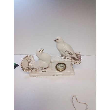 HORLOGE PORCELAINE OISEAUX