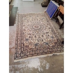TAPIS ORIENT BEIGE ET BLEU LAINE ET SOIE 240X162