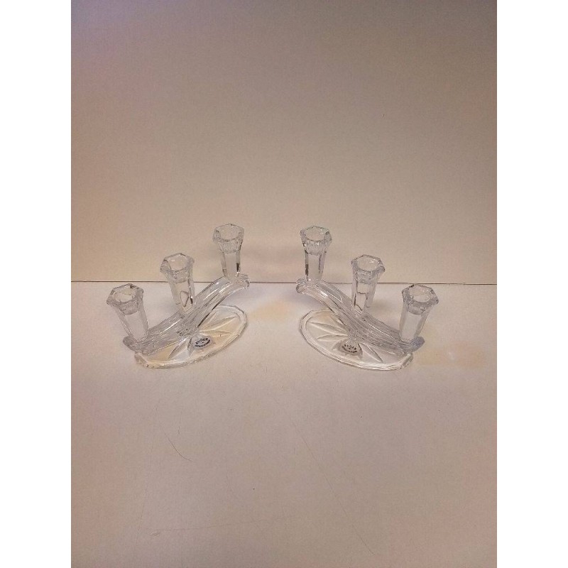 PAIRE DE BOUGEOIRS CRISTAL BUDER 