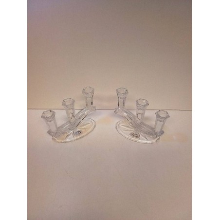 PAIRE DE BOUGEOIRS CRISTAL BUDER 