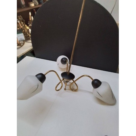 LUSTRE RETRO OPALINE 3 FEUX 