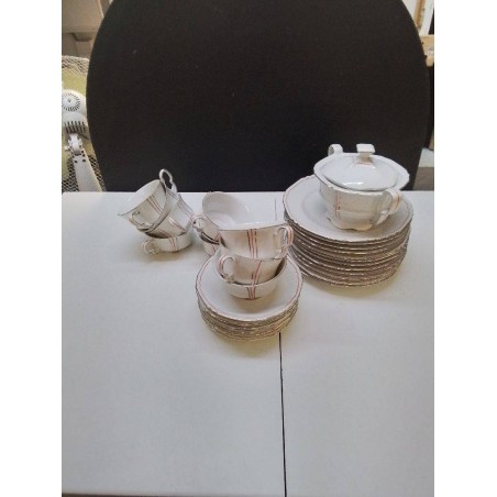 SERVICE A CAFE CZECH ORANGE ET ARGENTÉ 