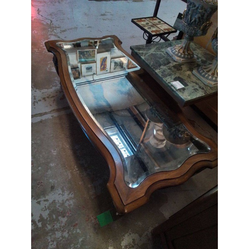 TABLE BASSE VINTAGE DESSUS MIROIR 