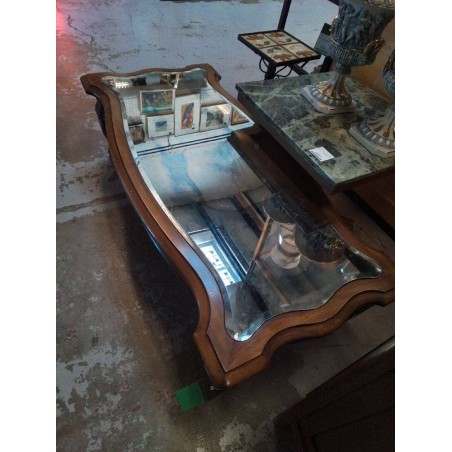 TABLE BASSE VINTAGE DESSUS MIROIR 