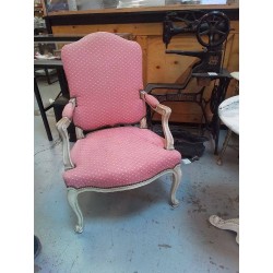 FAUTEUIL CERUSE DESSUS TISSU ROSE 
