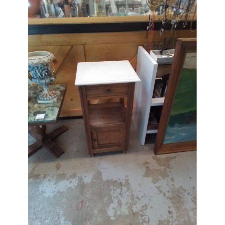 CHEVET 1 TIROIR 1 PORTE MARBRE BLANC