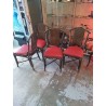 LOT 4 CHAISES CUIR ROUGE ET CANNAGE