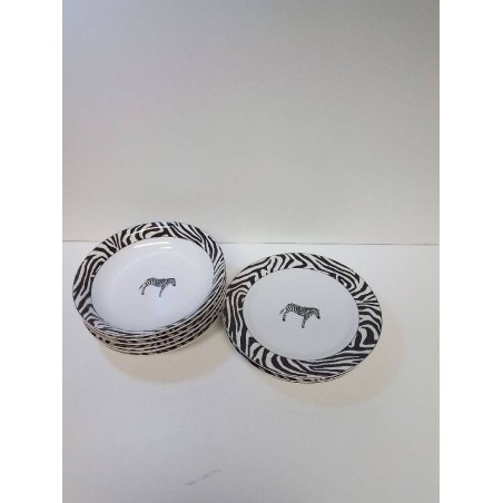 LOT D’ASSIETTES ZEBRE NOIR ET BLANC 