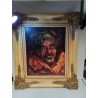 HUILE SUR TOILE SIGNÉE MOTIF CLOWN ENCADREMENT DORÉ 