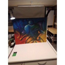 HUI,E SUR TOILE FIGURATIVE SIGNEE 