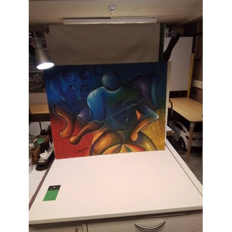 HUI,E SUR TOILE FIGURATIVE SIGNEE 