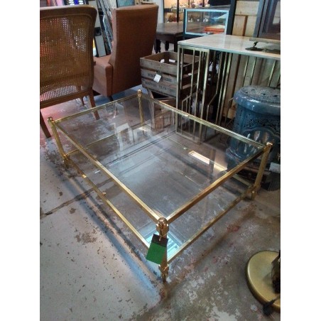 TABLE BASSE VINTAGE VERRE BISEAUTÉ 
