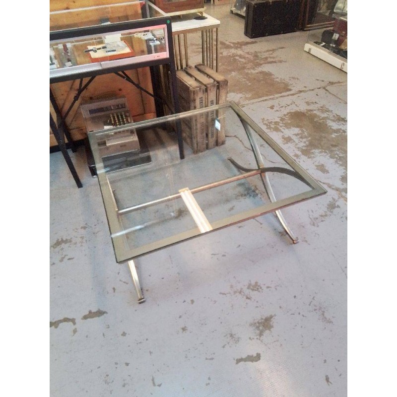 TABLE BASSE CARRE PIED ACIER