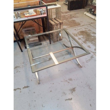 TABLE BASSE CARRE PIED ACIER