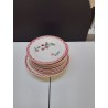 LOT D ASSIETTES BORD ROSE ET FLEURS