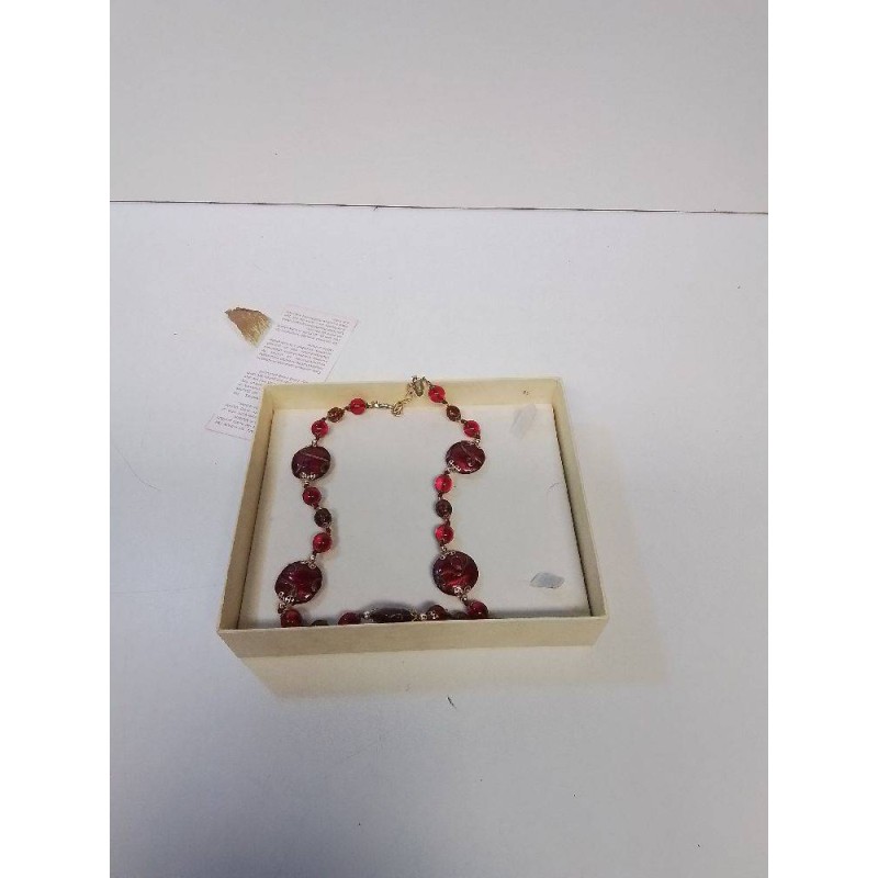COLLIER DORE PIERRE ROUGE
