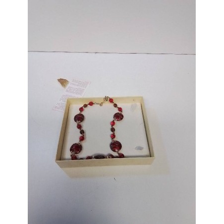 COLLIER DORE PIERRE ROUGE