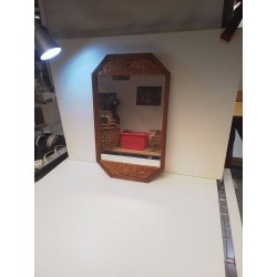 MIROIR PM OCTOGONAL BOIS SCULPTÉ 