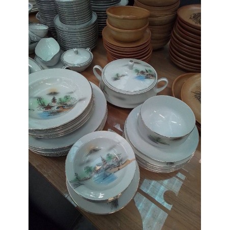 LOT VAISSELLE JAPONAISE FILET DORÉ 