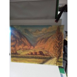 HUILE SUR TOILE SIGNÉE PAYSAGE DE VALLEE