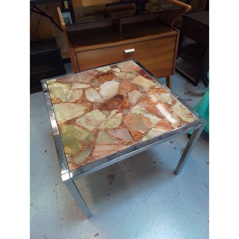 TABLE BASSE VINTAGE PLATEAU MOSAÏQUE ONYX 