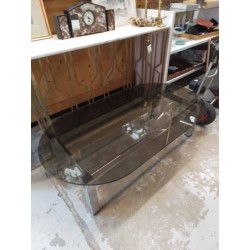 TABLE BASSE VINTAGE VERRE FUMÉ 