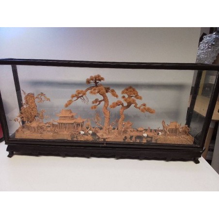 DIORAMA CHINOIS SCULPTÉ EN LIÈGE