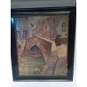 PEINTURE POST IMPRESSIONNISTE DU PONT DU CHEVAL A BRUGES 1923