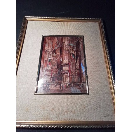 HUILE SUR CUIVRE ANCIENNE SIGNÉE CATHÉDRALE DE MILAN 