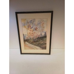 AQUARELLE FORESTIER SIGNEE