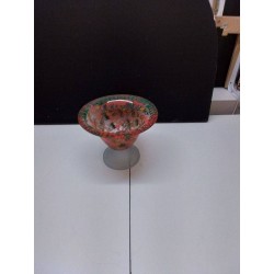 COUPE SUR PIED VERRE VERT ET ROUGE