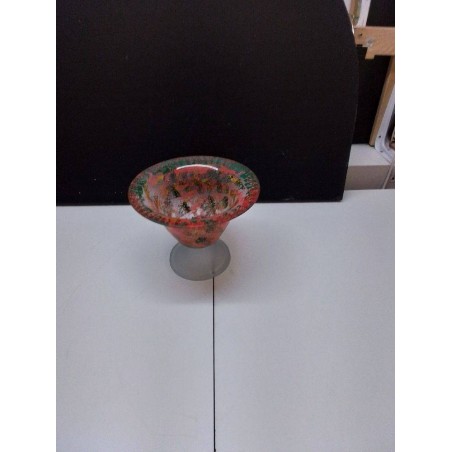 COUPE SUR PIED VERRE VERT ET ROUGE
