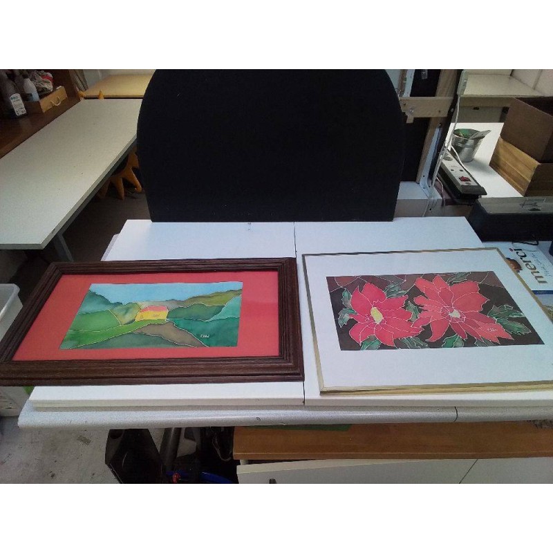PEINTURE SUR SOIE DIVERS SIGNÉE 
