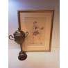 COUPE METAL ET LITHOGRAPHIE BOXEUR LUXEMBOURGEOIS KIEFFER