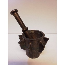 ANCIEN MORTIER ET PILON BRONZE PLEIN 