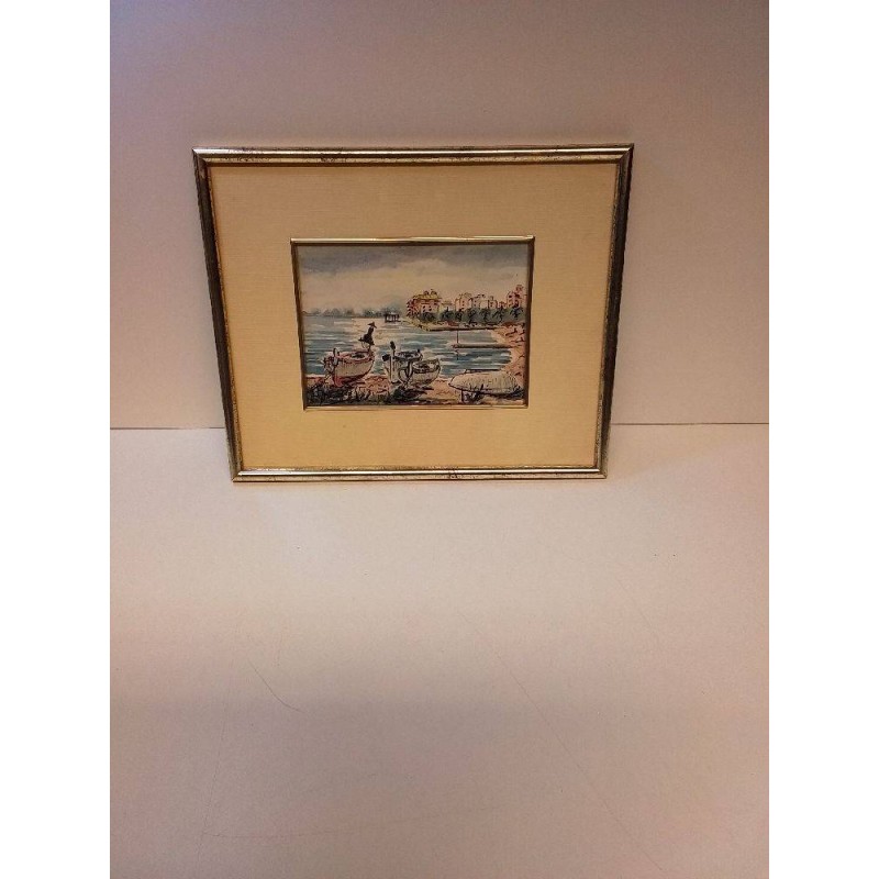 CADRE AQUARELLE BARQUE M SIGNÉE 
