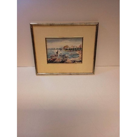 CADRE AQUARELLE BARQUE M SIGNÉE 
