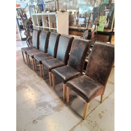 LOT DE 6 CHAISES MODERNE ASPECT ANCIEN 