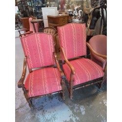 FAUTEUIL ANCIEN TISSU ROSE