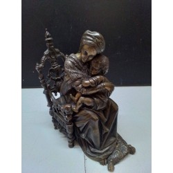DÉCORATION BRONZE LA VIERGE AU SIEGE 