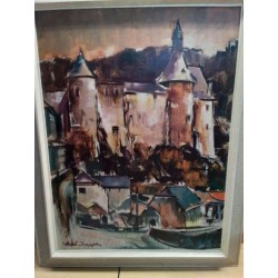 HUILE SUR TOILE CHATEAU DE CLERVAUX SIGNÉE MEDINGER 