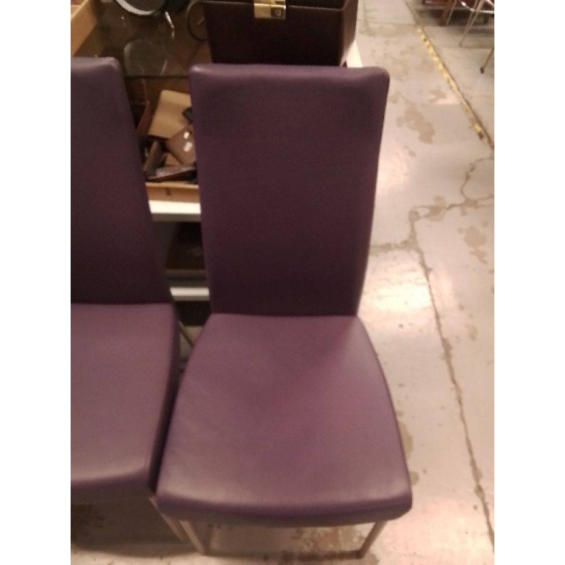 LOT DE 6 CHAISES SIENA MODELE WILLSAU CUIR COULEUR PRUNE *