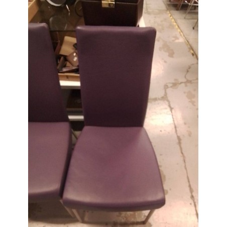 LOT DE 6 CHAISES SIENA MODELE WILLSAU CUIR COULEUR PRUNE *