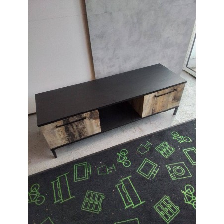 MEUBLE TV BOIS METAL 2 PORTES