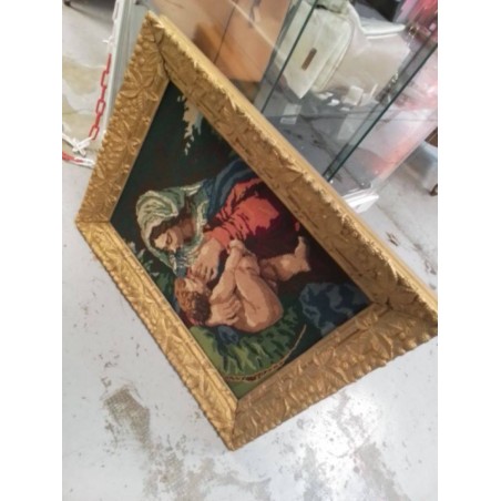CANEVAS RELIGIEUX ENCADREMENT DORÉ 