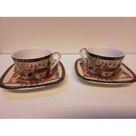 LOT TASSES PORCELAINE ÉGYPTIENNE 