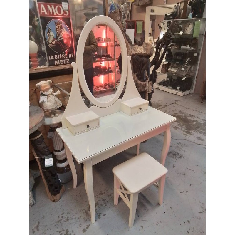 COIFFEUSE BLANCHE PLATEAU VERRE