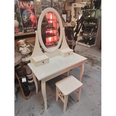 COIFFEUSE BLANCHE PLATEAU VERRE